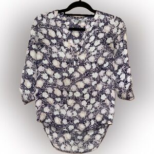 Daniel Rainn Purple and Cream Floral Blouse